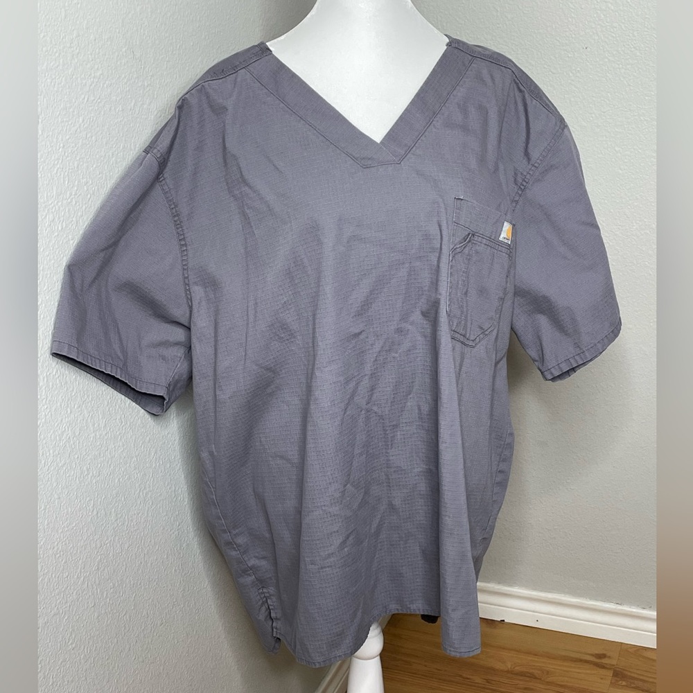 Carhartt Women's Grey V-Neck Scrub Top Size 2XL